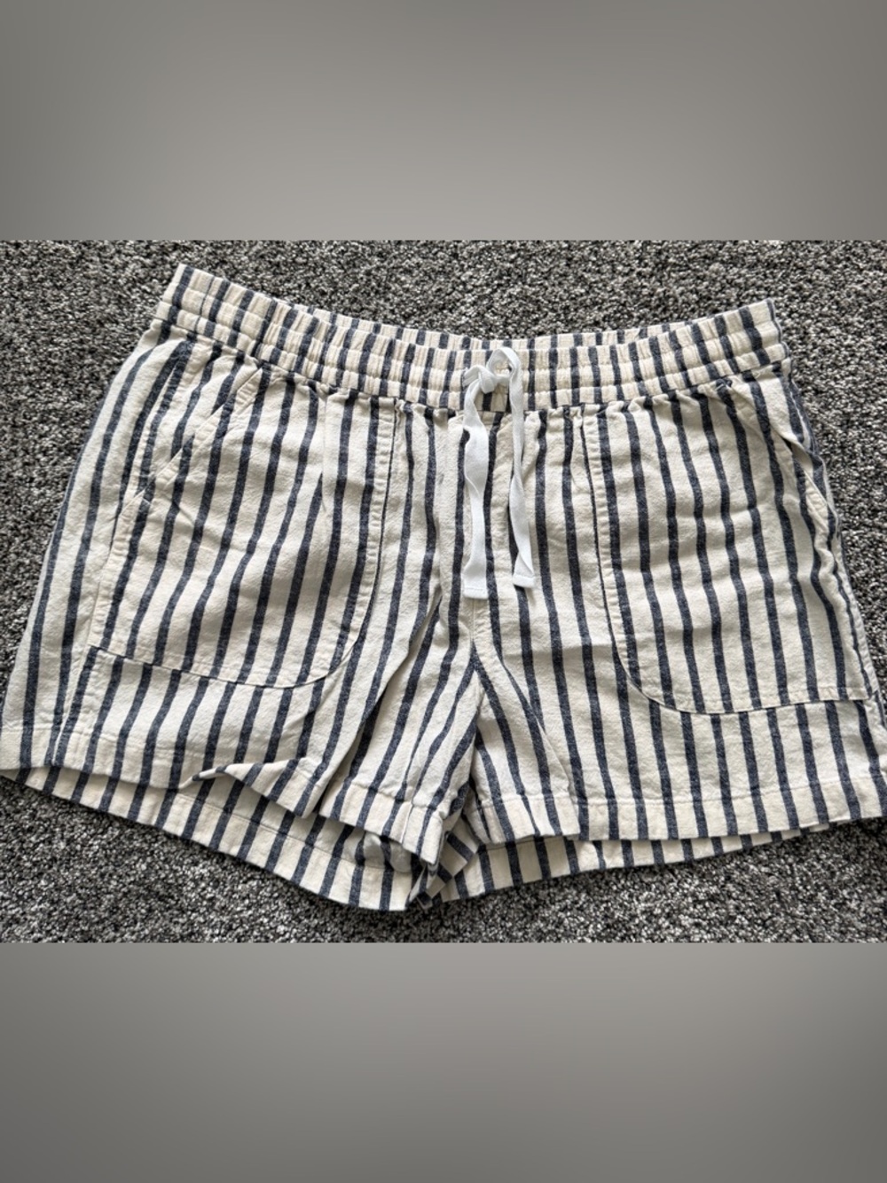 J. Crew Navy and White Striped Drawstring Athletic Shorts